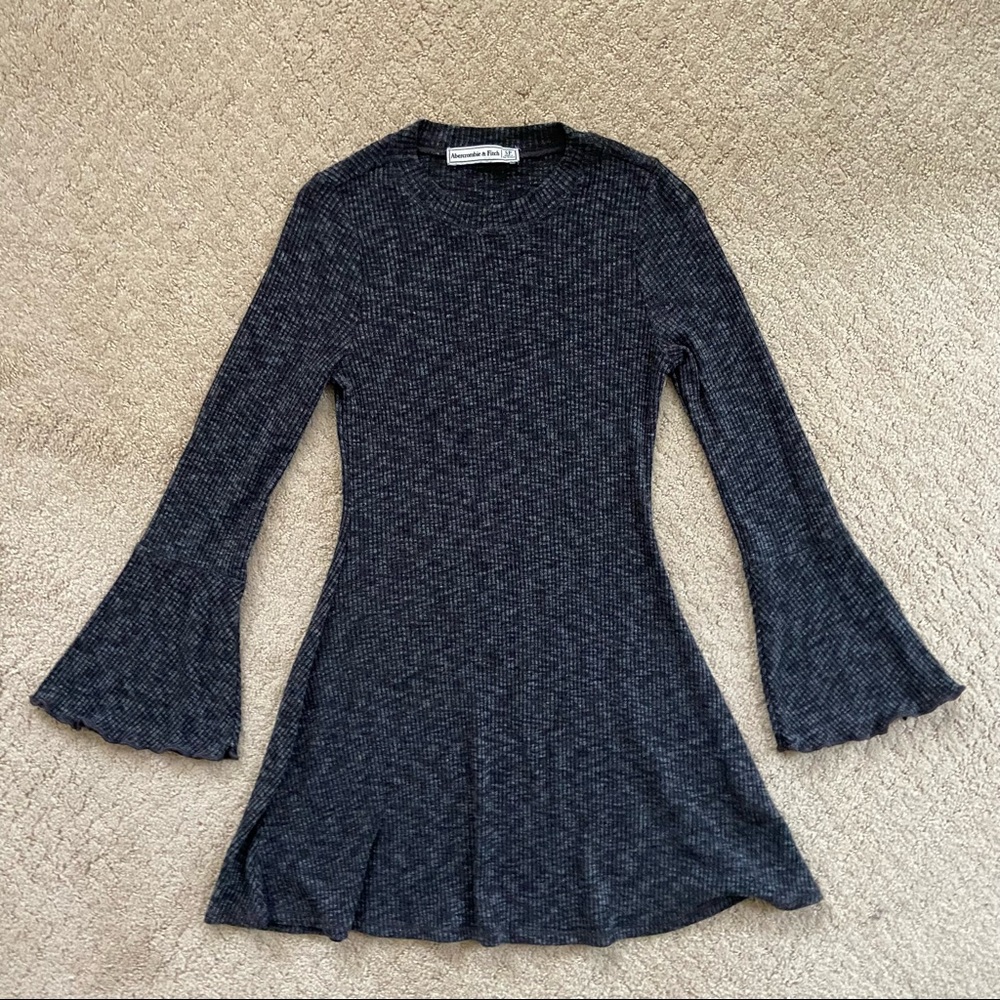 Abercrombie & Fitch Ribbed Long Sleeve Stretchy Knit Dress in Dark Gray - Sz SP